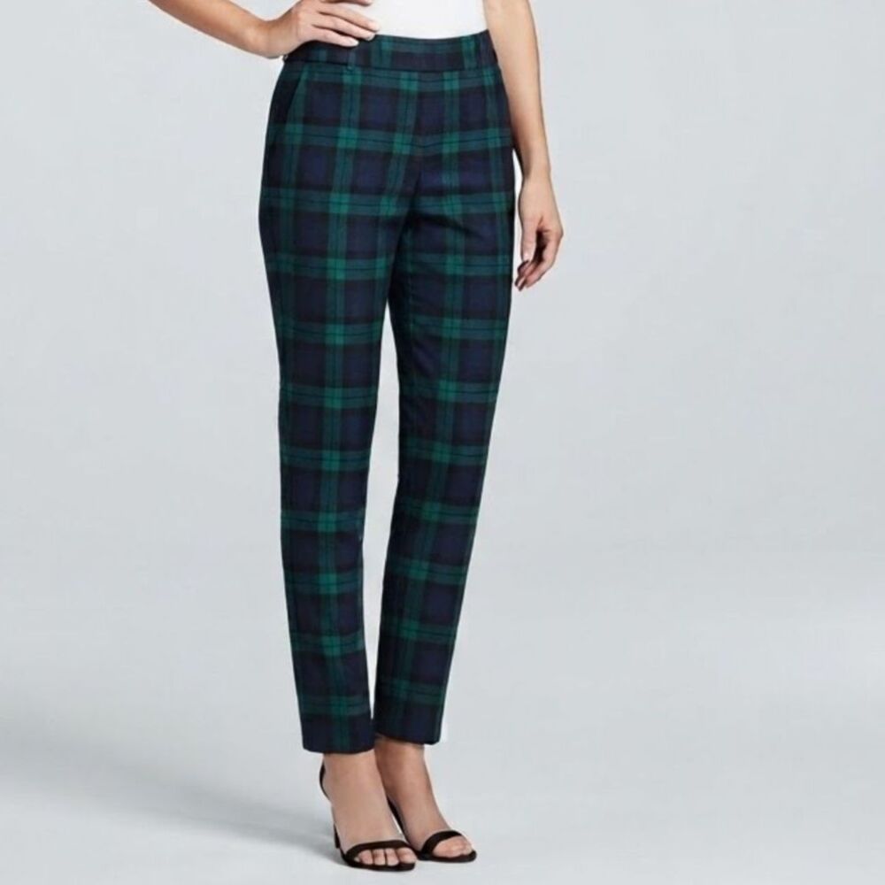 Talbots pants navy green plaid Hampshire high waist 16 w 1x 16w xl wool classic